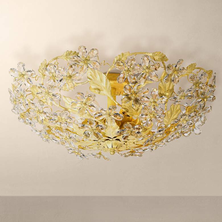 Image 1 Crystorama Crystal 25 inch Wide Ceiling Light Fixture