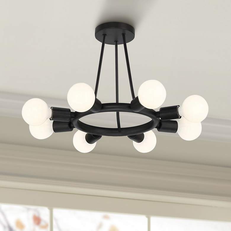 Image 1 Crystorama Dakota 15" Wide Black Ceiling Light