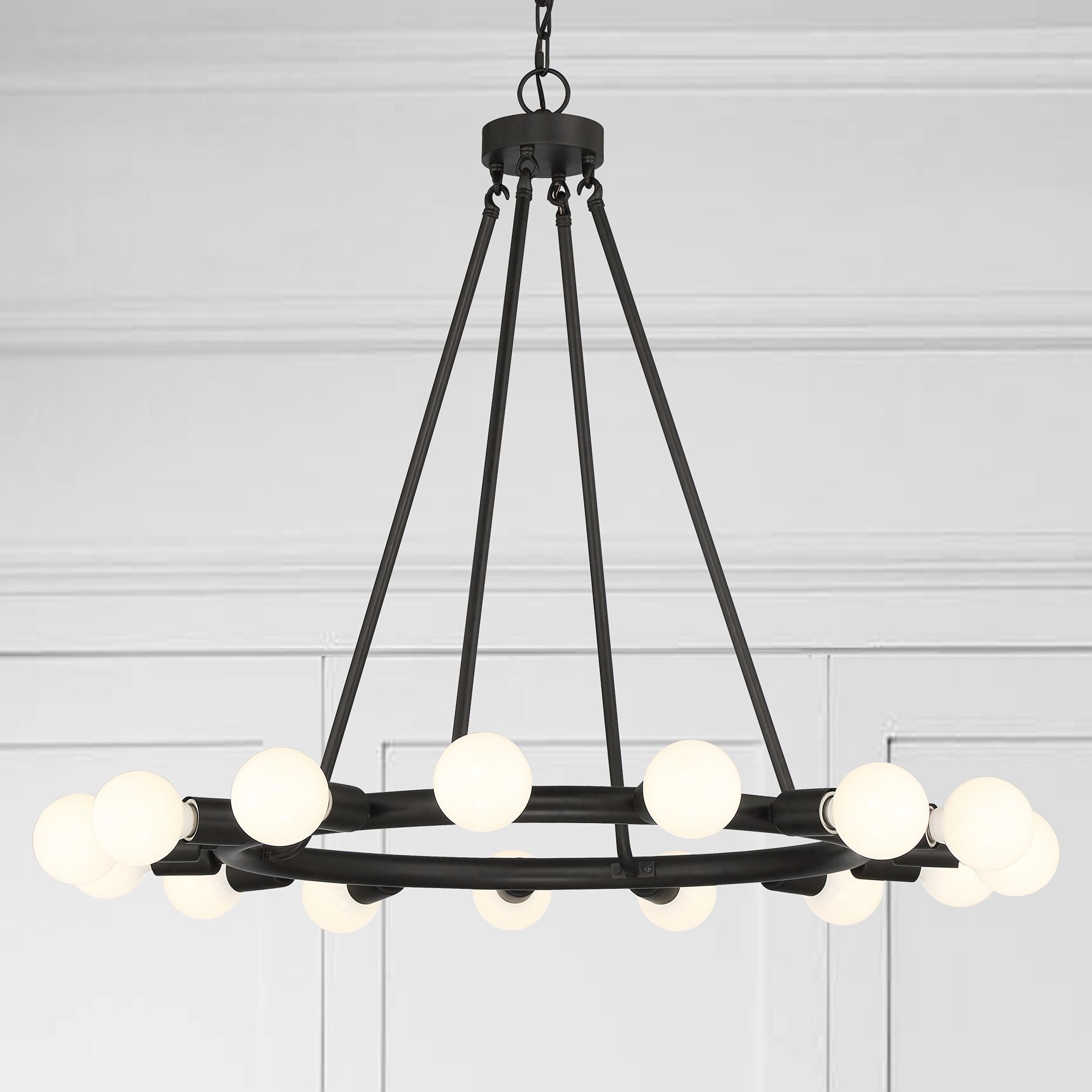 Image Crystorama Dakota 28" Wide Black 15-Light Ring Chandelier