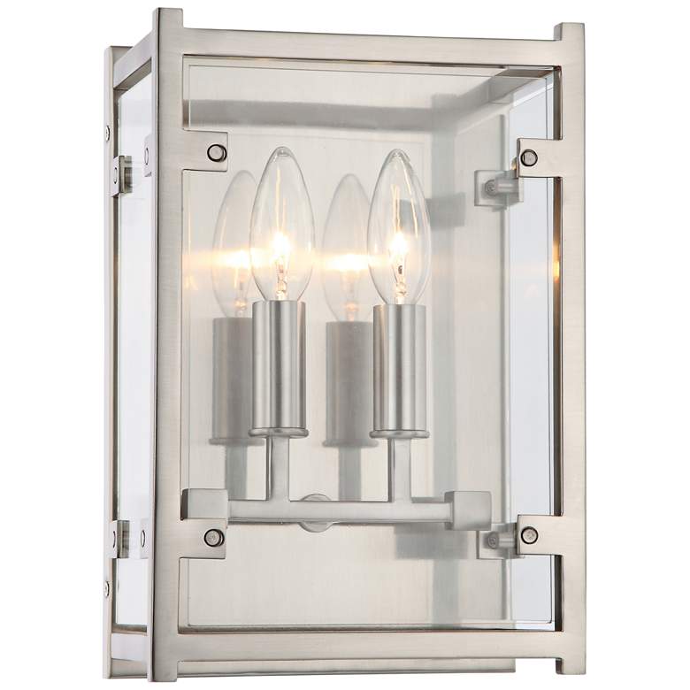 Image 1 Crystorama Danbury 12"H Brushed Nickel 2-Light Wall Sconce