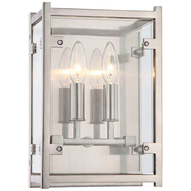 Image 1 Crystorama Danbury 12 inchH Brushed Nickel 2-Light Wall Sconce