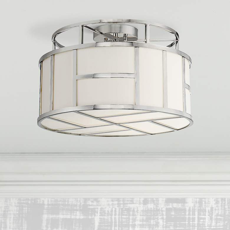 Image 1 Crystorama Danielson 16 1/2"W Polished Nickel Ceiling Light