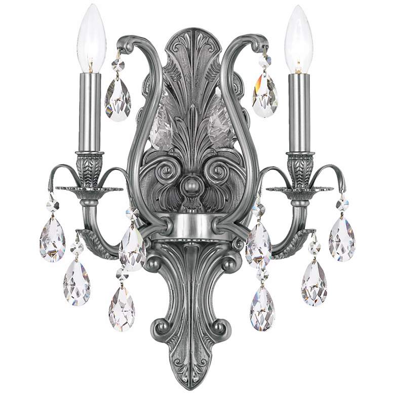 Image 1 Crystorama Dawson 2-Light 13 inch Wide Pewter Wall Sconce