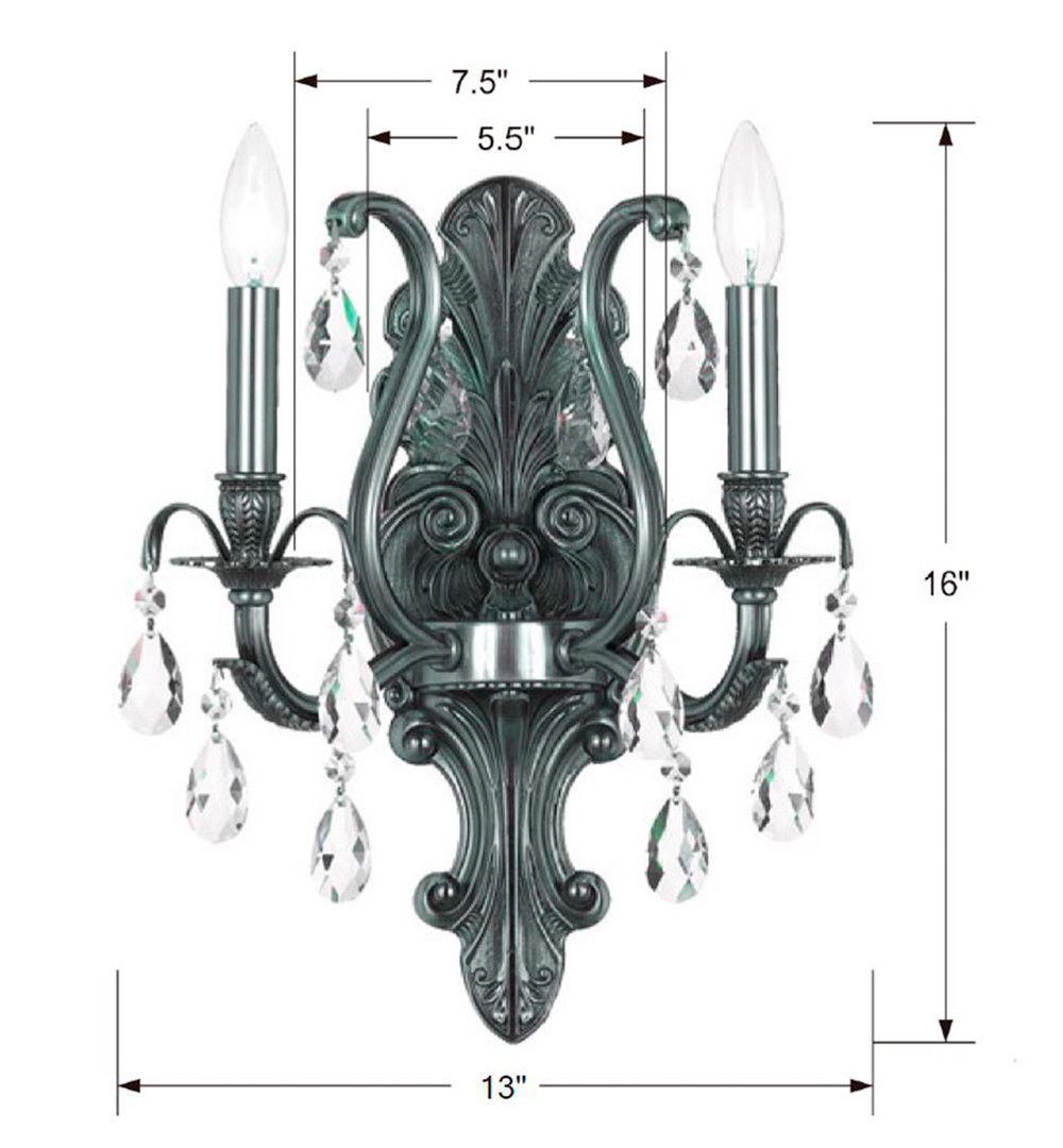 Image 2 Crystorama Dawson 2-Light 13" Wide Pewter Wall Sconce more views