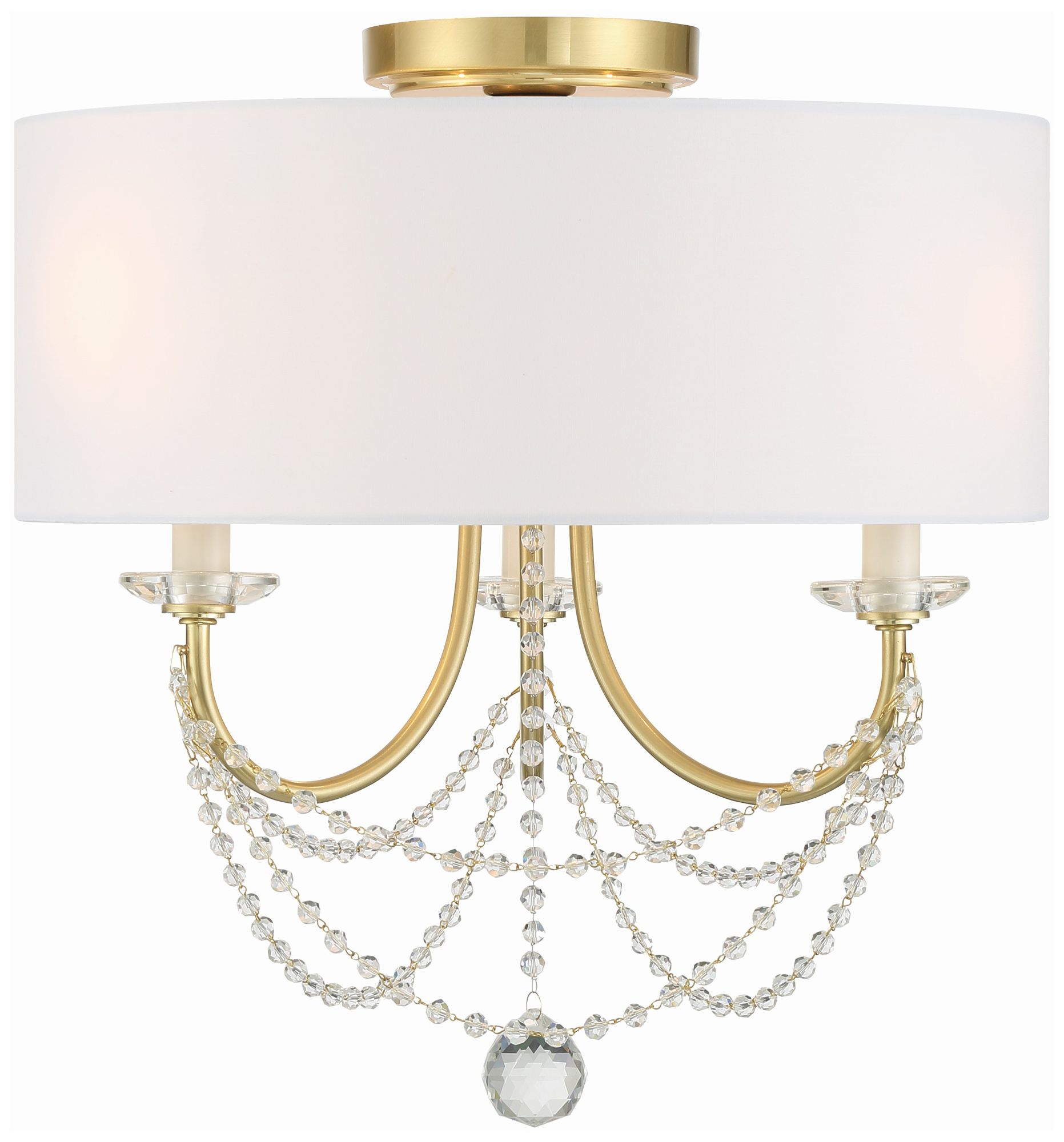 Crystorama Delilah 15.75'' Aged Brass Semi Flush Mount