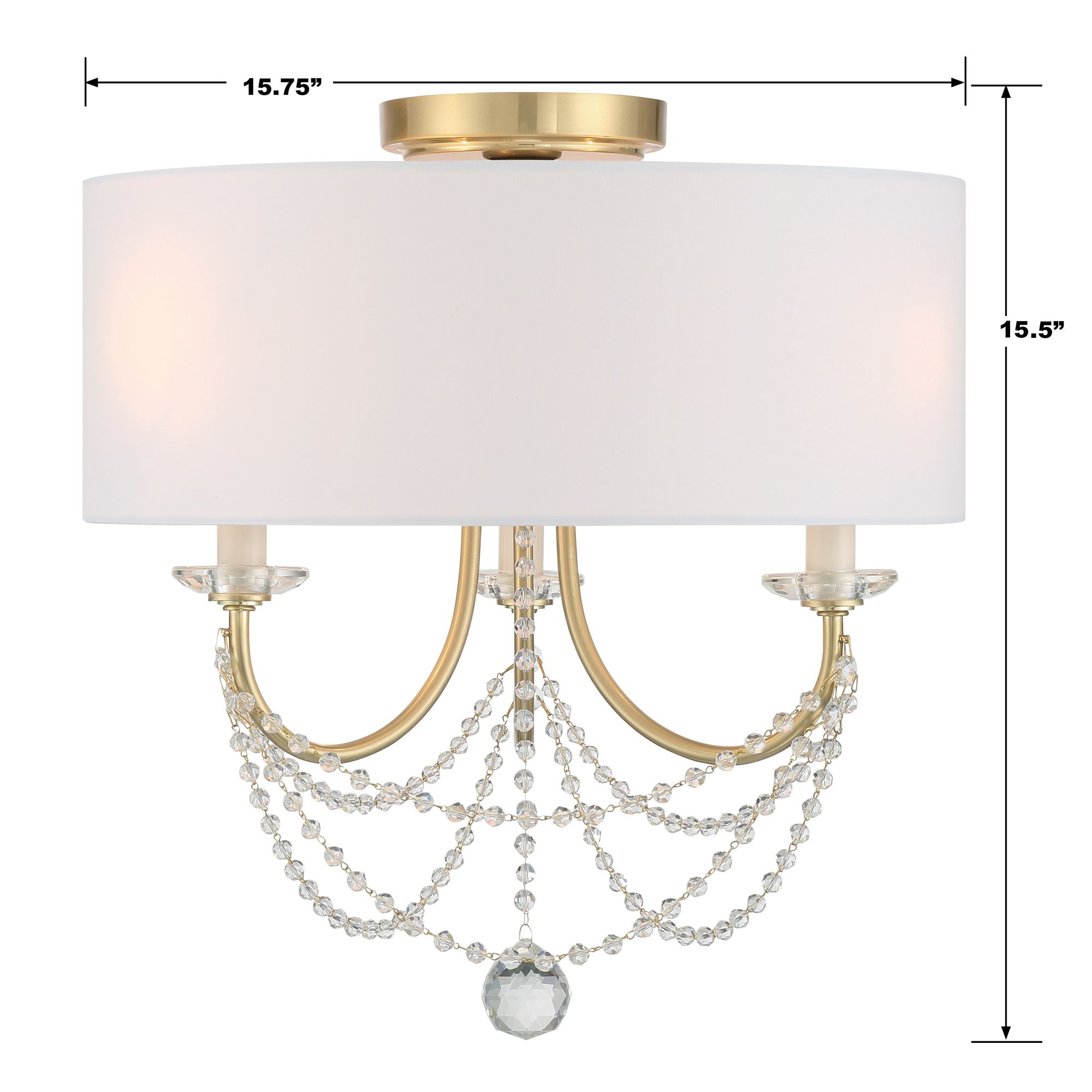 Image 5 Crystorama Delilah 15.75'' Aged Brass Semi Flush Mount more views