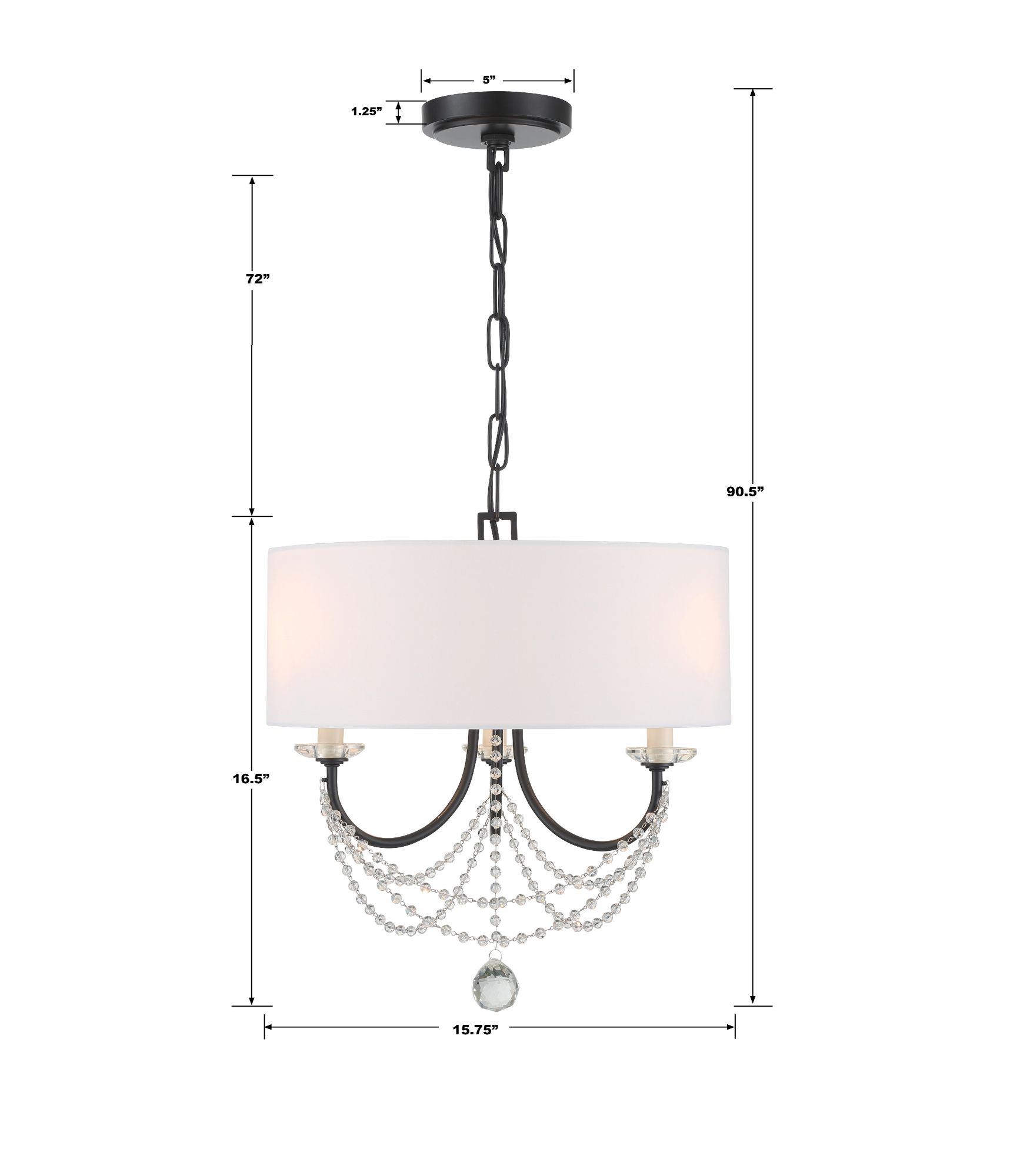 Crystorama Delilah 15 3/4"W Matte Black 3-Light Chandelier in scene