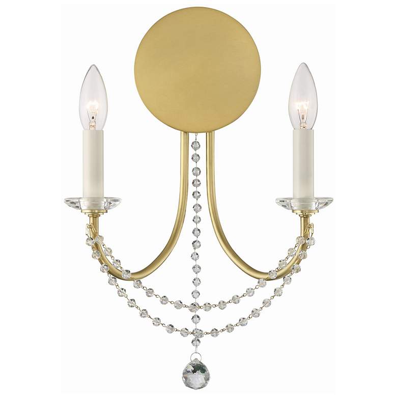 Image 1 Crystorama Delilah 16" High Aged Brass 2-Light Wall Sconce