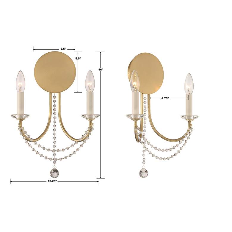 Image 5 Crystorama Delilah 16" High Aged Brass 2-Light Wall Sconce more views