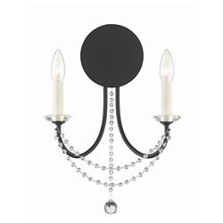 Crystorama Delilah 16" High Matte Black 2-Light Wall Sconce