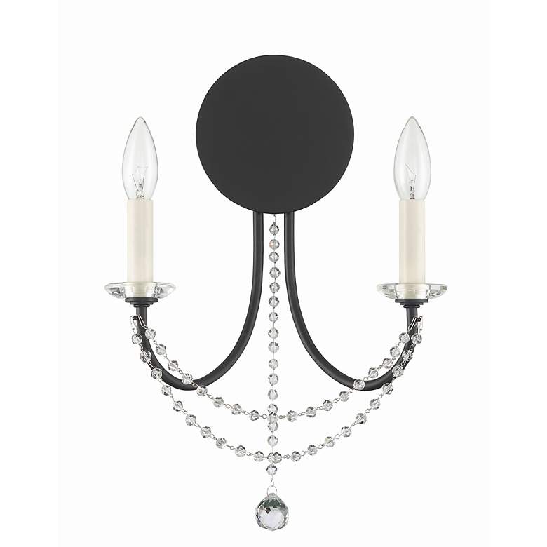 Image 2 Crystorama Delilah 16" High Matte Black 2-Light Wall Sconce more views