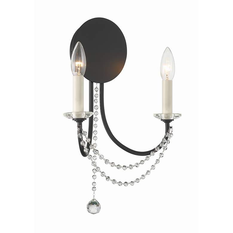 Image 3 Crystorama Delilah 16" High Matte Black 2-Light Wall Sconce more views