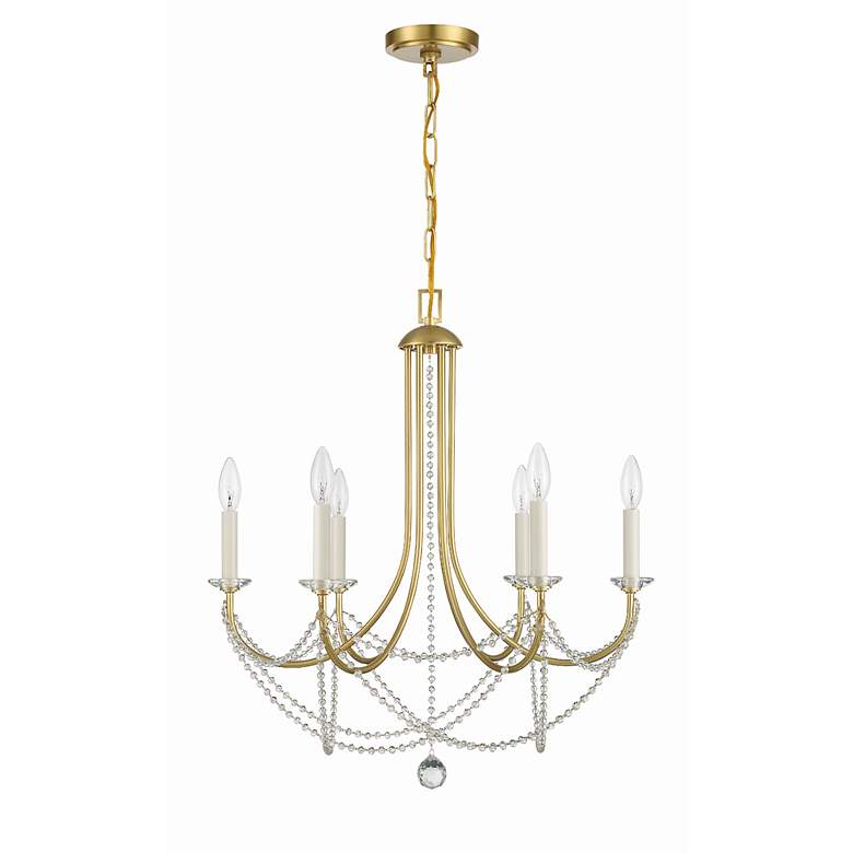 Image 3 Crystorama Delilah 24" Wide Antique Brass 6-Light Chandelier more views