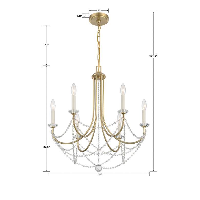 Image 5 Crystorama Delilah 24" Wide Antique Brass 6-Light Chandelier more views