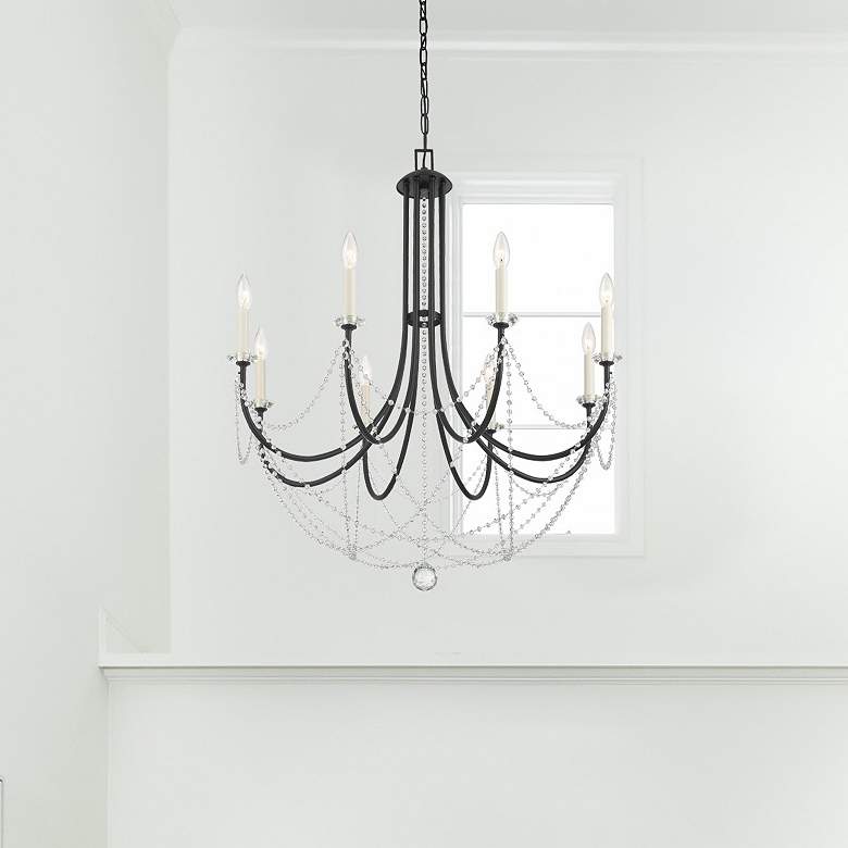 Image 1 Crystorama Delilah 31 1/2"W Matte Black 8-Light Chandelier