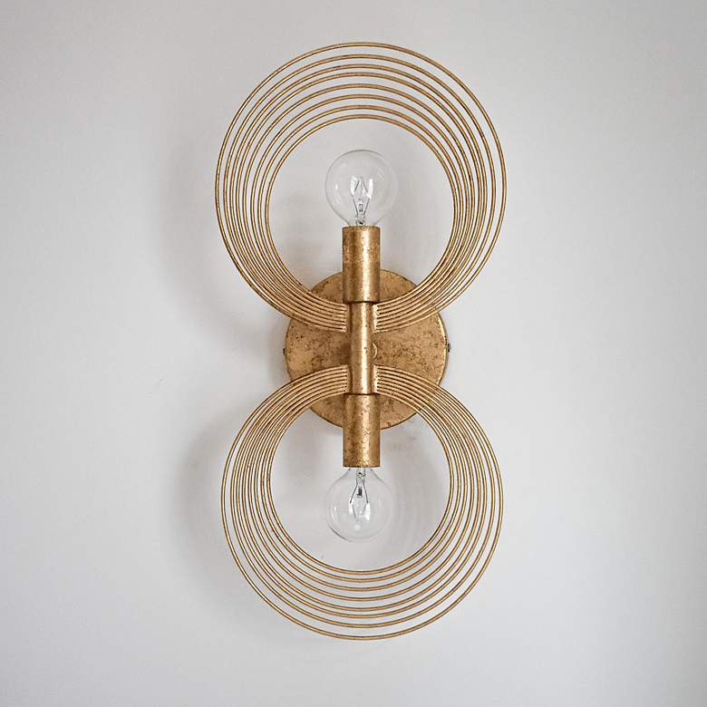 Image 1 Crystorama Doral 16 1/4" High 2-Light Renaissance Gold Sconce