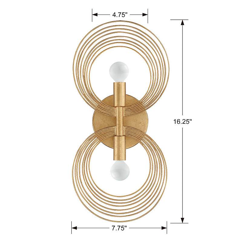 Image 6 Crystorama Doral 16 1/4" High 2-Light Renaissance Gold Sconce more views