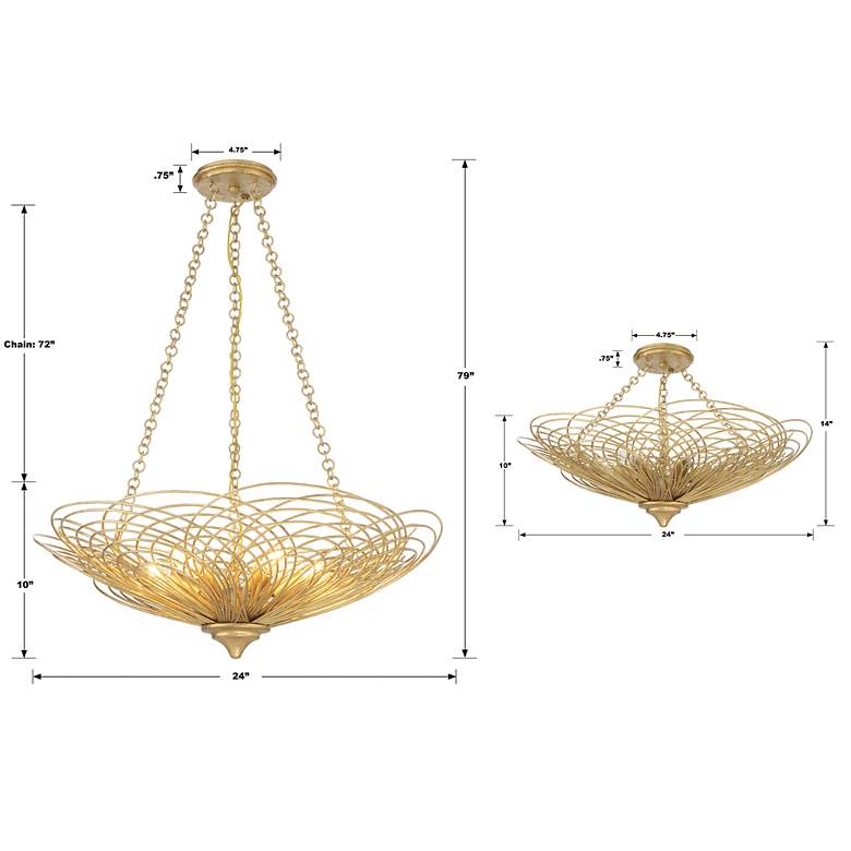 Image 6 Crystorama Doral 6 Light Renaissance Gold Semi Flush Mount more views
