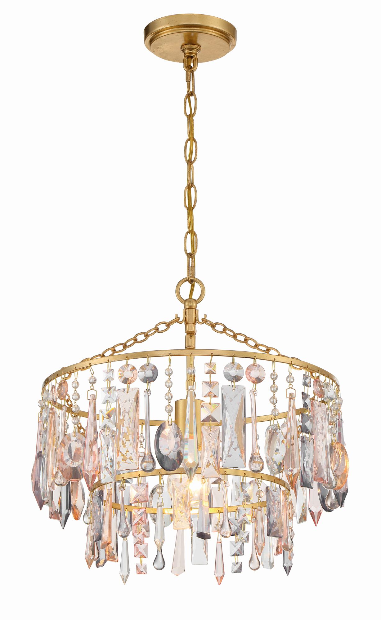Crystorama Elsa 15" Wide Antique Gold Pendant Light