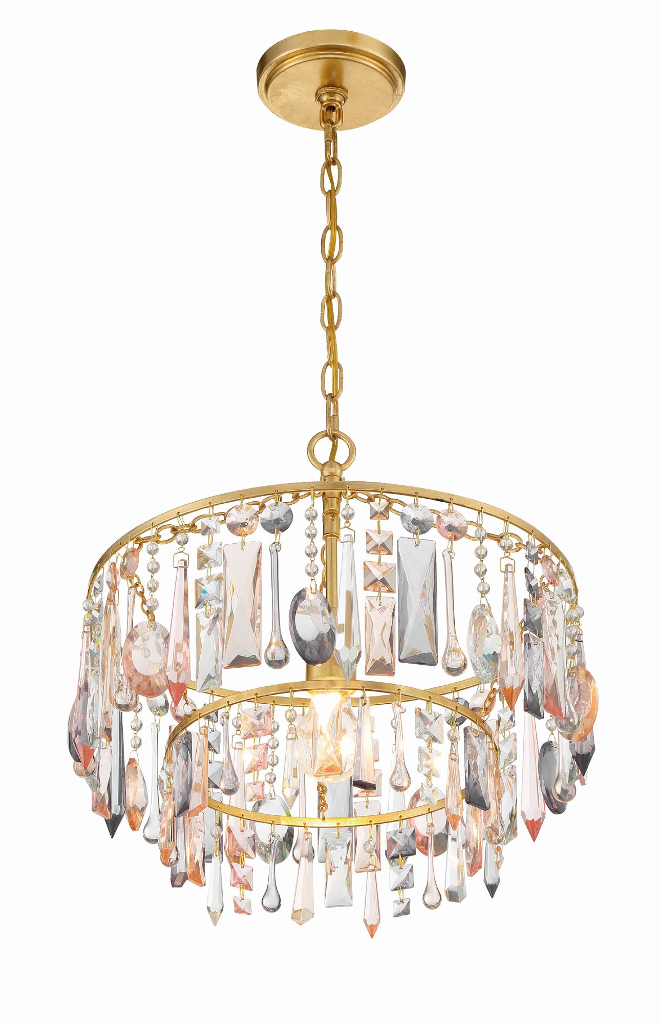 Crystorama Elsa 15" Wide Antique Gold Pendant Light