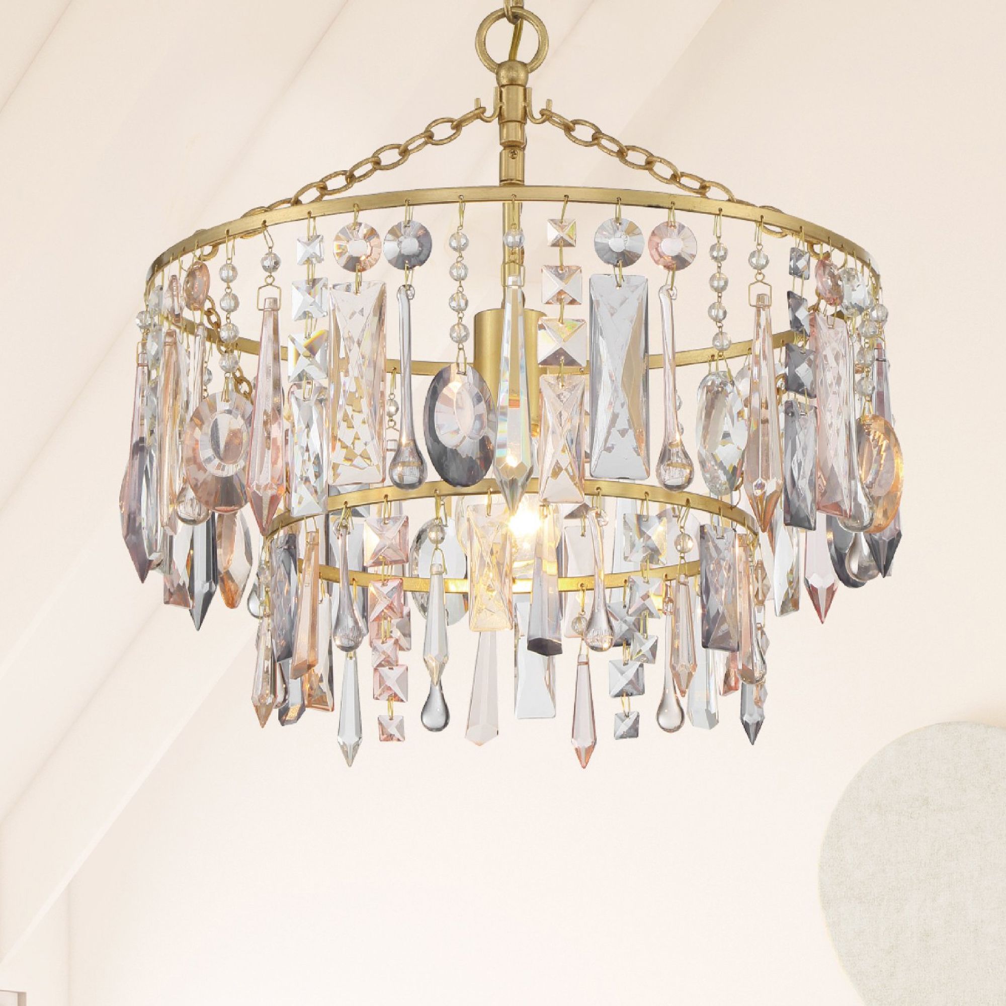 Crystorama Elsa 15" Wide Antique Gold Pendant Light