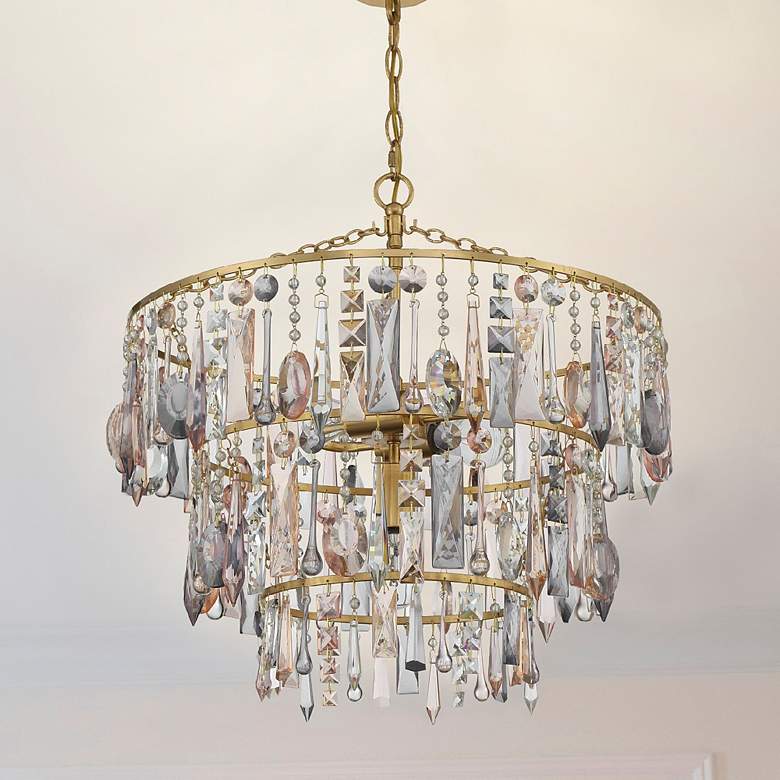Image 1 Crystorama Elsa 20" Wide Antique Gold 3-Tier Chandelier