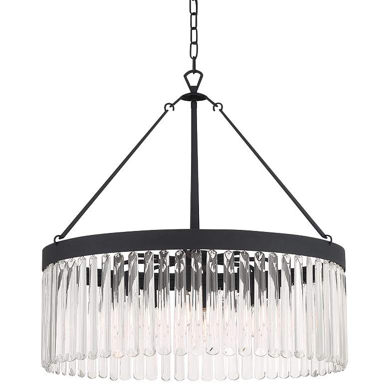 Image 2 Crystorama Emory 24" Wide Black Crystal 8-Light Drum Forged Chandelier