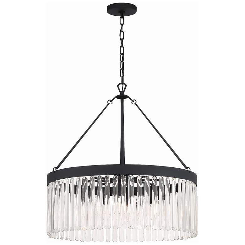 Image 2 Crystorama Emory 24" Wide Black Crystal 8-Light Drum Forged Chandelier