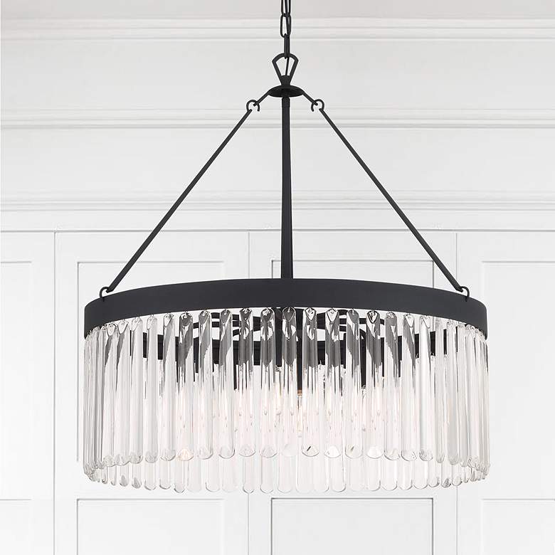 Image 1 Crystorama Emory 24" Wide Black Crystal 8-Light Drum Forged Chandelier
