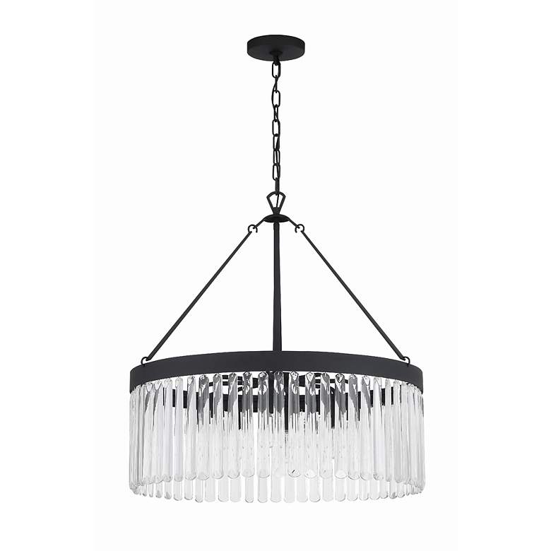 Image 3 Crystorama Emory 24" Wide Black Crystal 8-Light Drum Forged Chandelier more views
