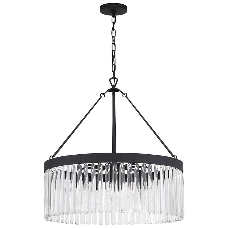 Image 5 Crystorama Emory 24" Wide Black Crystal 8-Light Drum Forged Chandelier more views