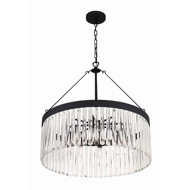 Image 5 Crystorama Emory 24" Wide Black Crystal 8-Light Drum Forged Chandelier more views