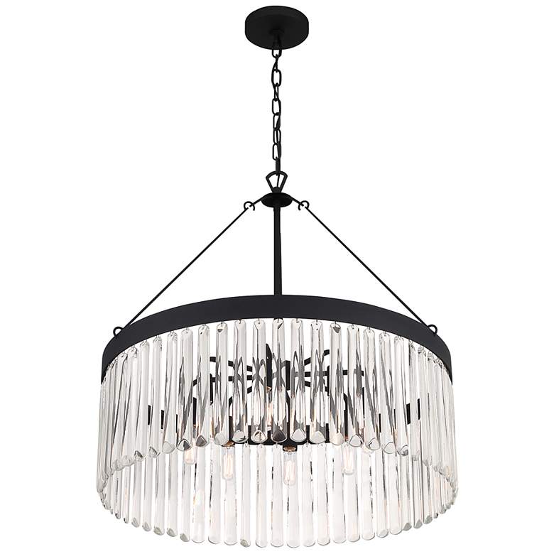 Image 7 Crystorama Emory 24" Wide Black Crystal 8-Light Drum Forged Chandelier more views