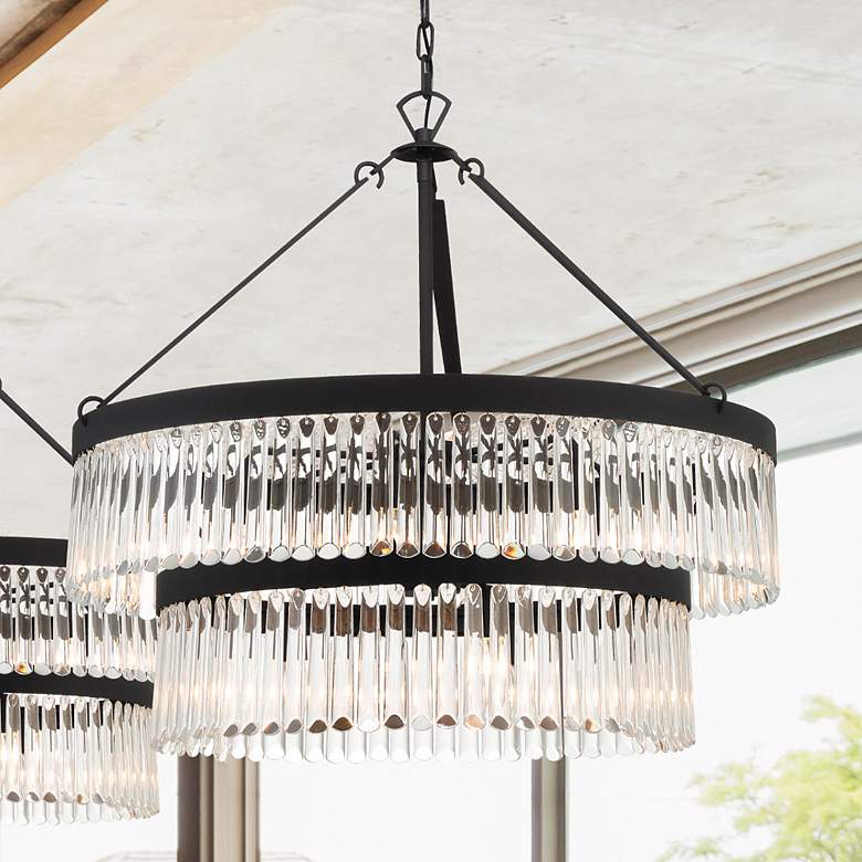 Image 1 Crystorama Emory 32" Wide Black Forged 9-Light Chandelier