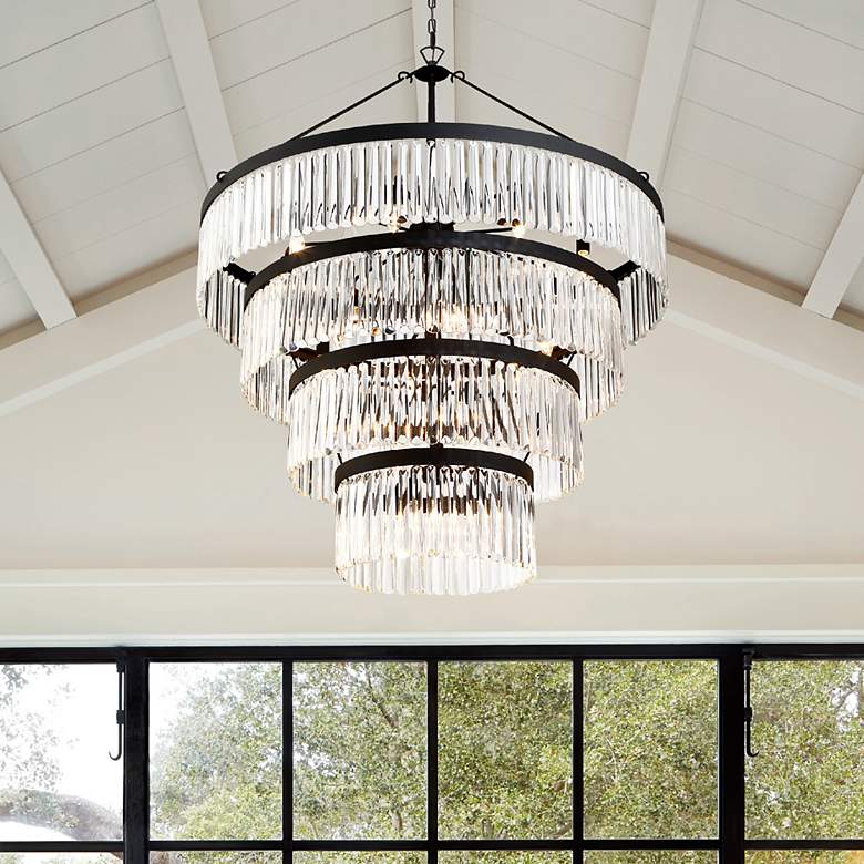 Image 2 Crystorama Emory 40" Wide Black Forged 22-Light 4-Tier Chandelier