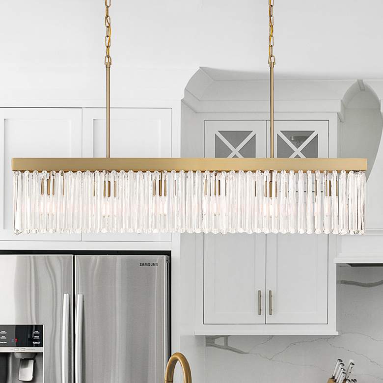Image 2 Crystorama Emory 49" 6-Light Modern Gold and Crystal Linear Chandelier