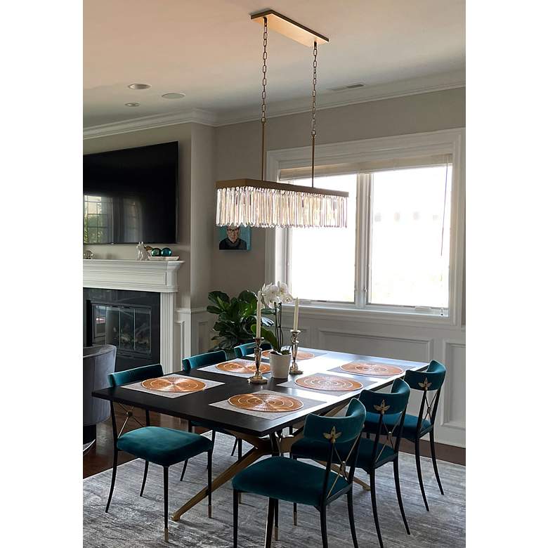 Image 7 Crystorama Emory 49" 6-Light Modern Gold and Crystal Linear Chandelier more views