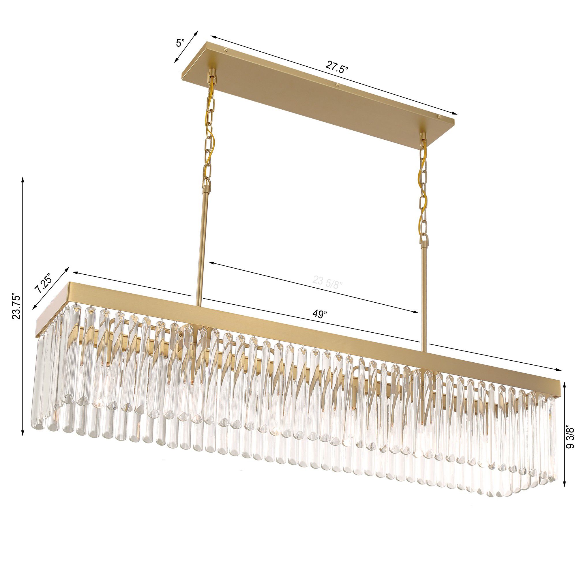 Crystorama Emory 49" 6-Light Modern Gold and Crystal Linear Chandelier in scene