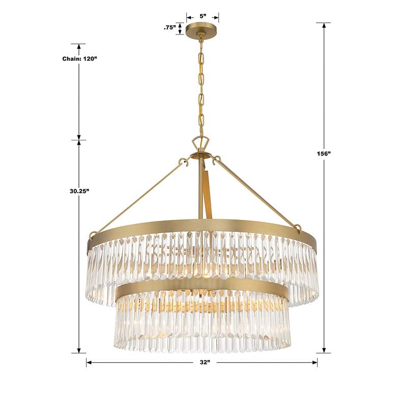Image 7 Crystorama Emory 9 Light Modern Gold Chandelier more views