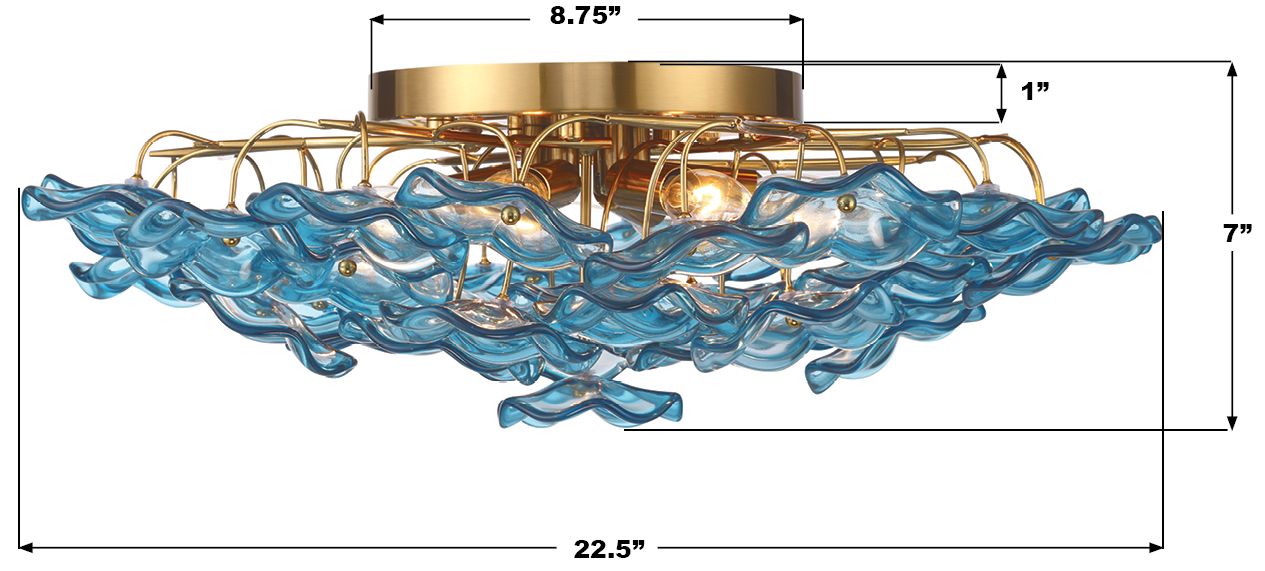 Crystorama Esme 22.5'' Aged Brass Semi Flush Mount