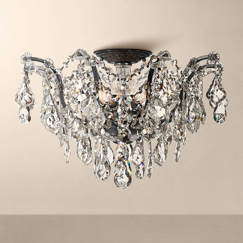 Image 1 Crystorama Filmore 19 inch Wide Bronze Crystal Ceiling Light