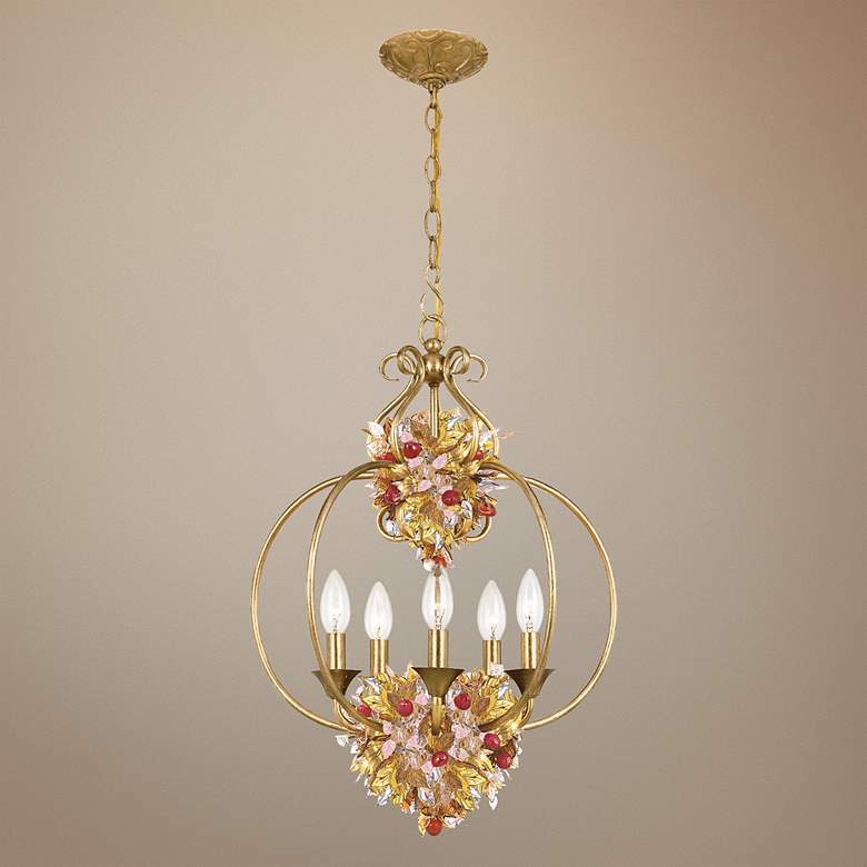 Image 1 Crystorama Fiore Antique Gold Leaf 17 inch Wide Chandelier