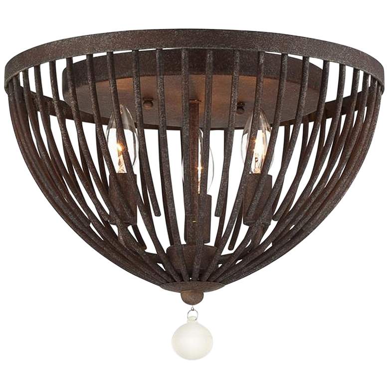 Image 1 Crystorama Fremont 14" Wide Forged Bronze Bowl Ceiling Light