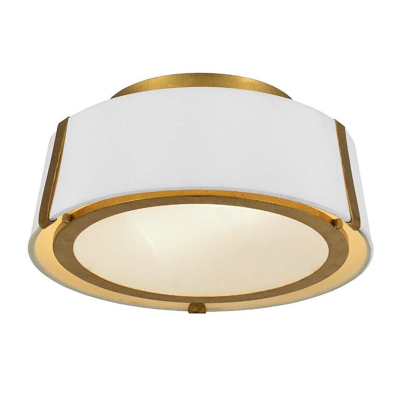 Image 3 Crystorama Fulton 12" Wide Antique Gold Drum Ceiling Light more views