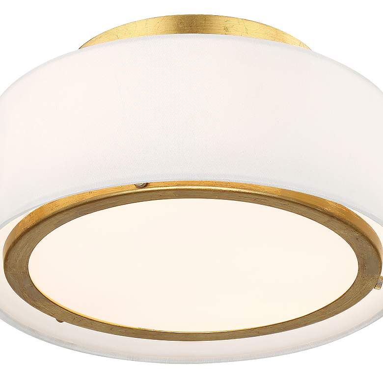Image 5 Crystorama Fulton 12" Wide Antique Gold Drum Ceiling Light more views