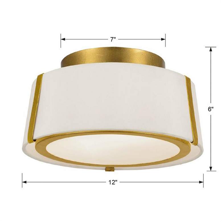 Image 6 Crystorama Fulton 12" Wide Antique Gold Drum Ceiling Light more views