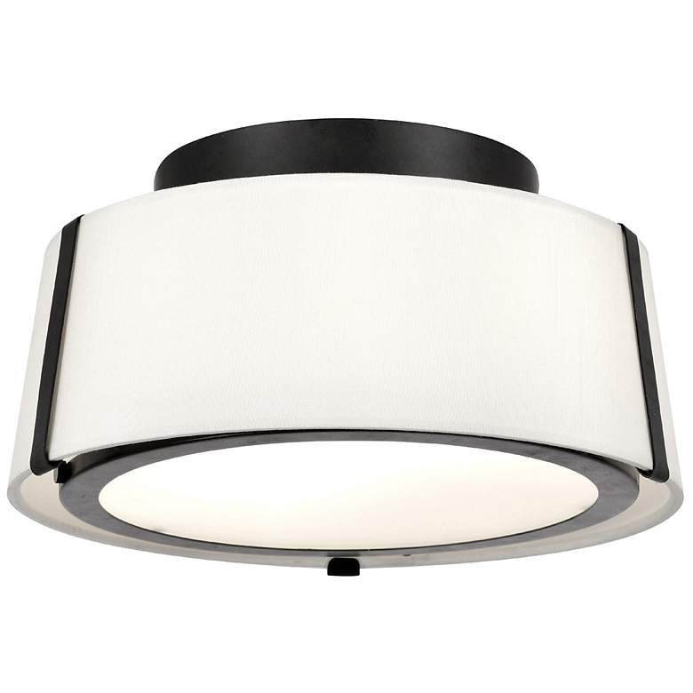 Image 2 Crystorama Fulton 12" Wide Matte Black Drum Ceiling Light