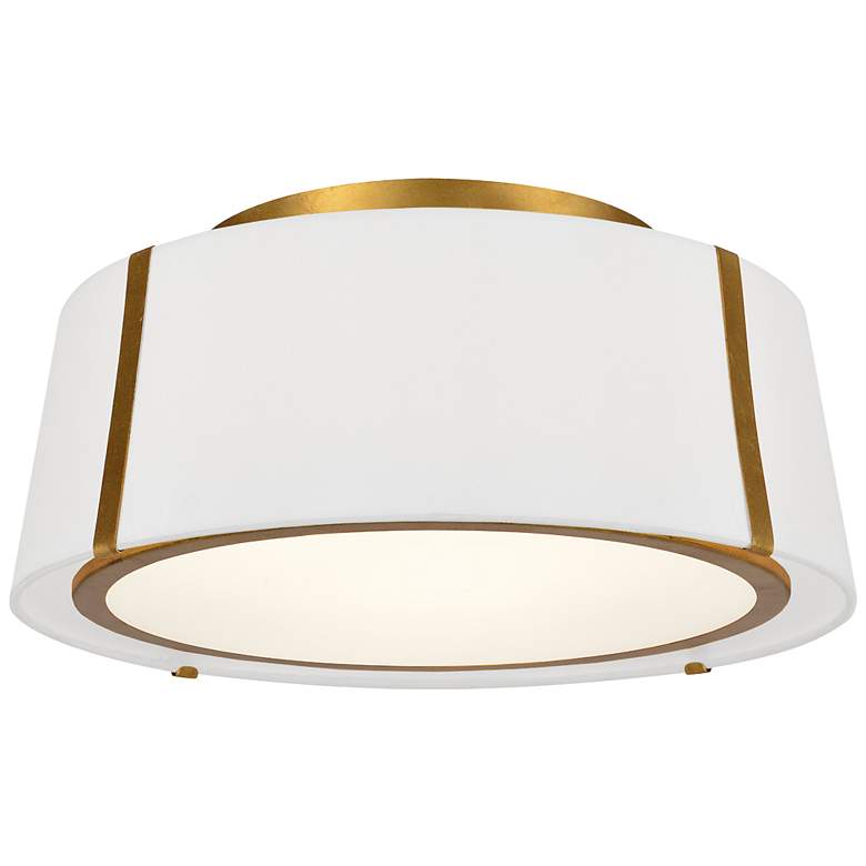 Image 2 Crystorama Fulton 18" Wide Antique Gold Drum Ceiling Light