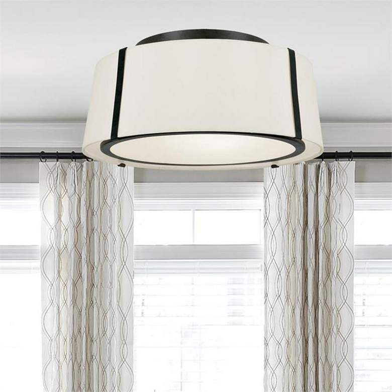 Image 1 Crystorama Fulton 18" Wide Matte Black Drum Ceiling Light