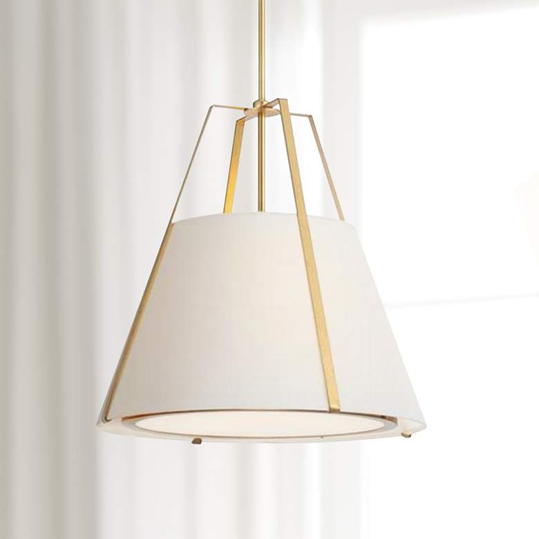 Image 1 Crystorama Fulton 20 inch Wide Antique Gold Metal Pendant Light